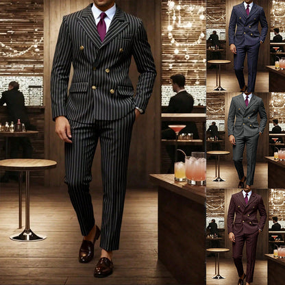Ensemble Costume Homme Rayé – Style Business Élégant, Coupe Moderne