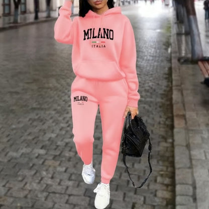 Ensemble Femme Sweatshirt et Pantalon Doublés en Polaire – Avec Imprimé