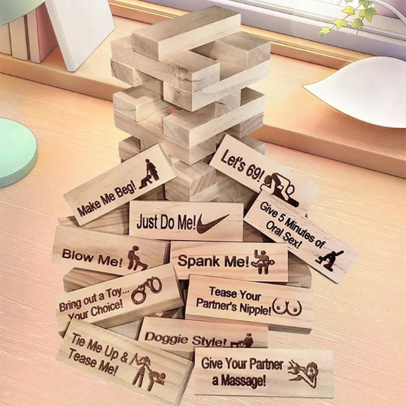 Jeu de Couple – Jenga Intime & Tour d’Empilement pour Soirées, Saint-Valentin et Jeux de Groupe