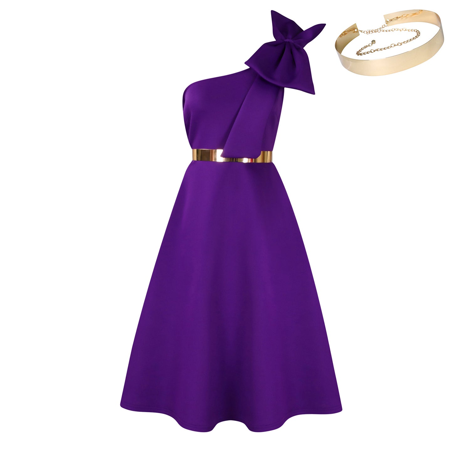 Robe Femme Nouveauté – Épaule Asymétrique avec Nœud.