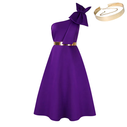 Robe Femme Nouveauté – Épaule Asymétrique avec Nœud.