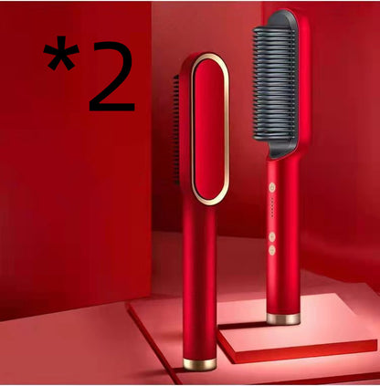Brosse Lissante Électrique 2-en-1 – Lissage & Boucles à Ions Négatifs