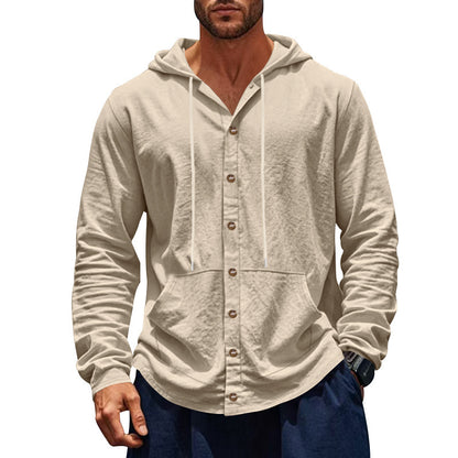 Chemise Homme Décontractée en Lin – Manche Longue, Coupe Relaxed, Style Minimaliste
