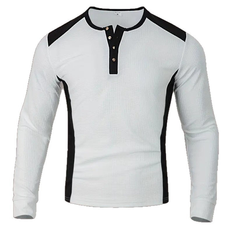 Sweatshirt Homme à Manches Longues – Design Patchwork Jacquard, Coupe Lâche