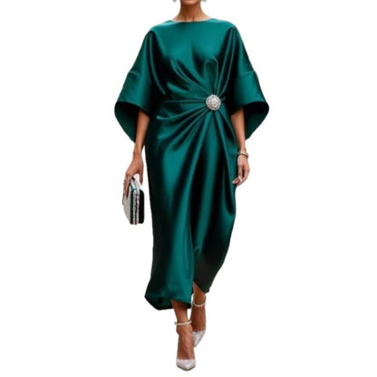 Robe Longue Satinée Femme – Élégante, Haute Taille