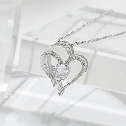 Collier Clavicule Double Cœur en Zircon Brillant – Bijou Élégant et Romantique pour Femme