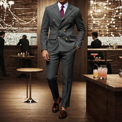 Ensemble Costume Homme Rayé – Style Business Élégant, Coupe Moderne