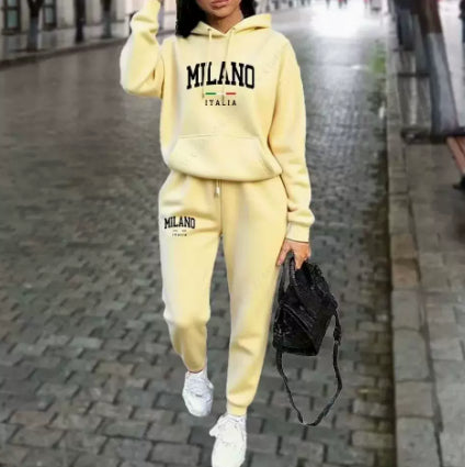 Ensemble Femme Sweatshirt et Pantalon Doublés en Polaire – Avec Imprimé