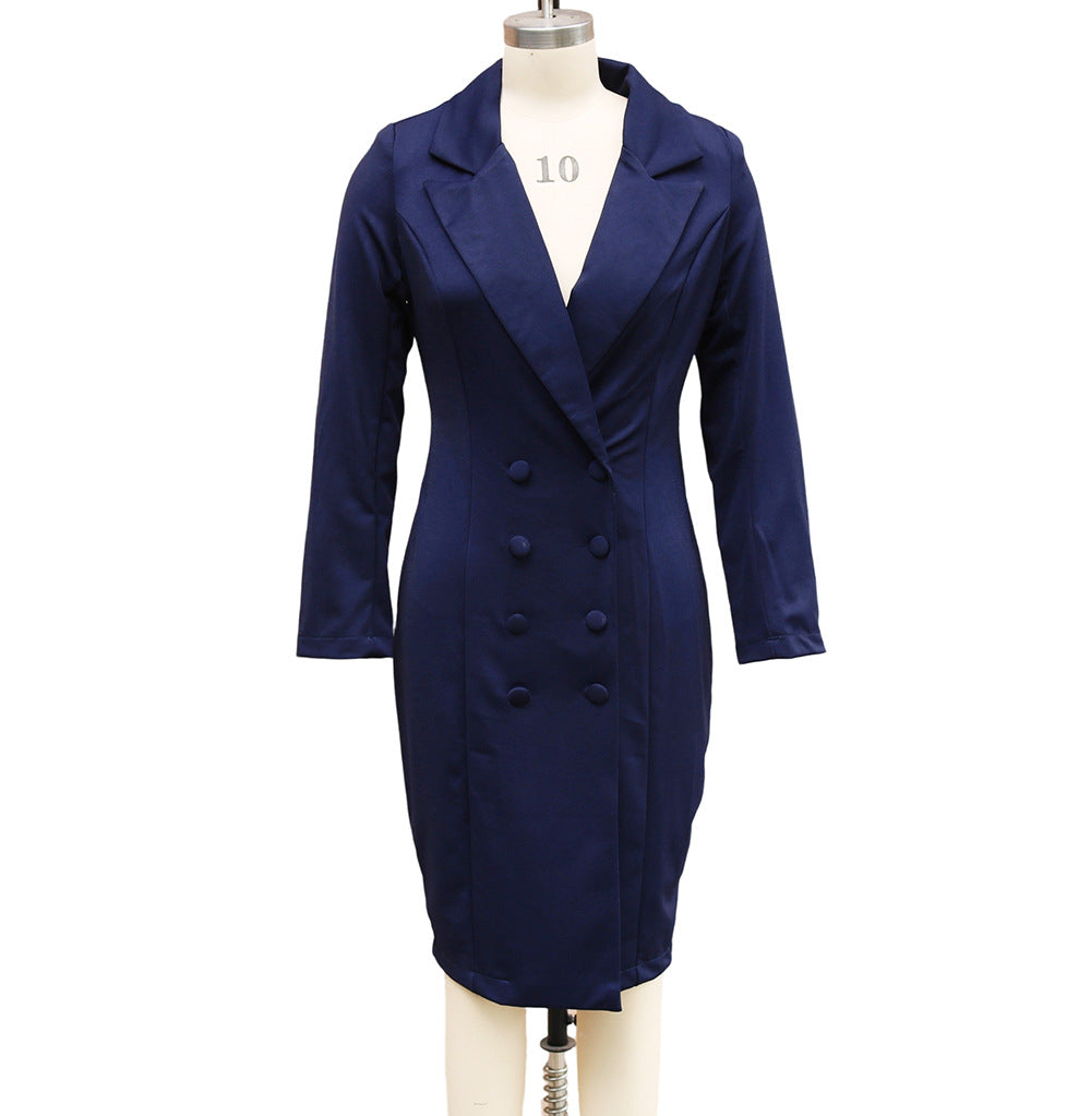 Robe-Blazer Femme Slim – Col Revers, Manche Longue, Look Professionnel