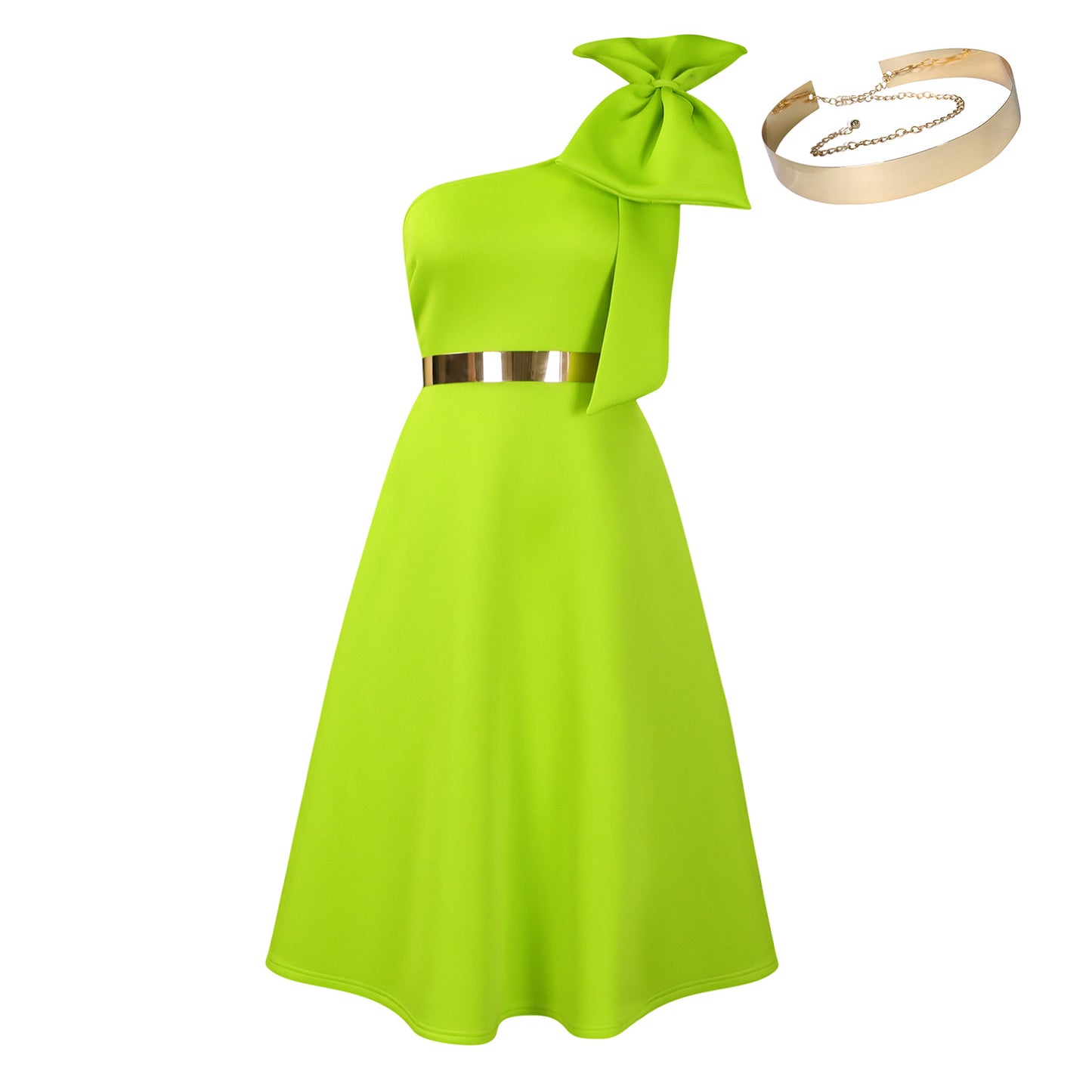 Robe Femme Nouveauté – Épaule Asymétrique avec Nœud.