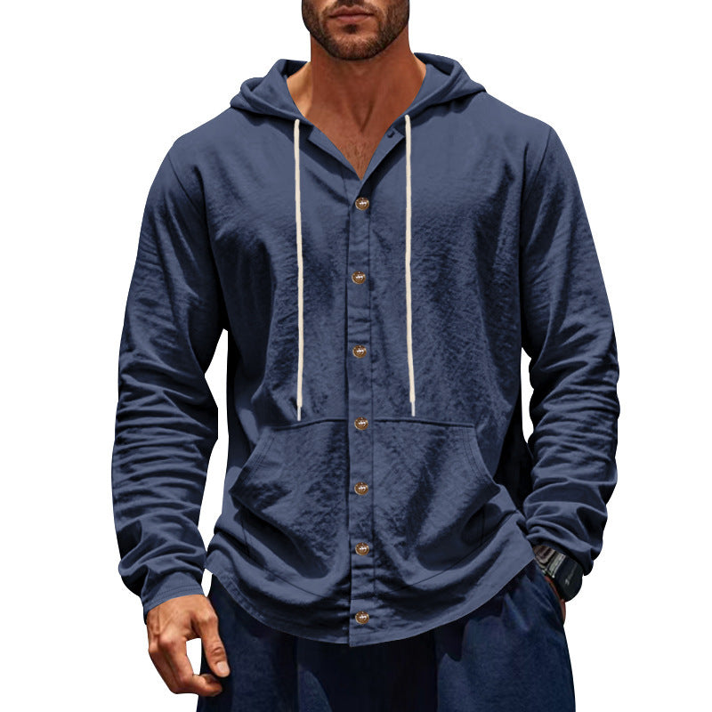 Chemise Homme Décontractée en Lin – Manche Longue, Coupe Relaxed, Style Minimaliste