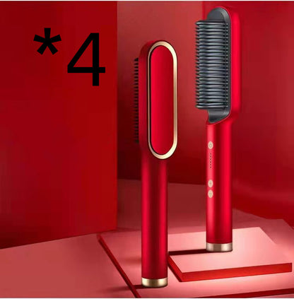 Brosse Lissante Électrique 2-en-1 – Lissage & Boucles à Ions Négatifs