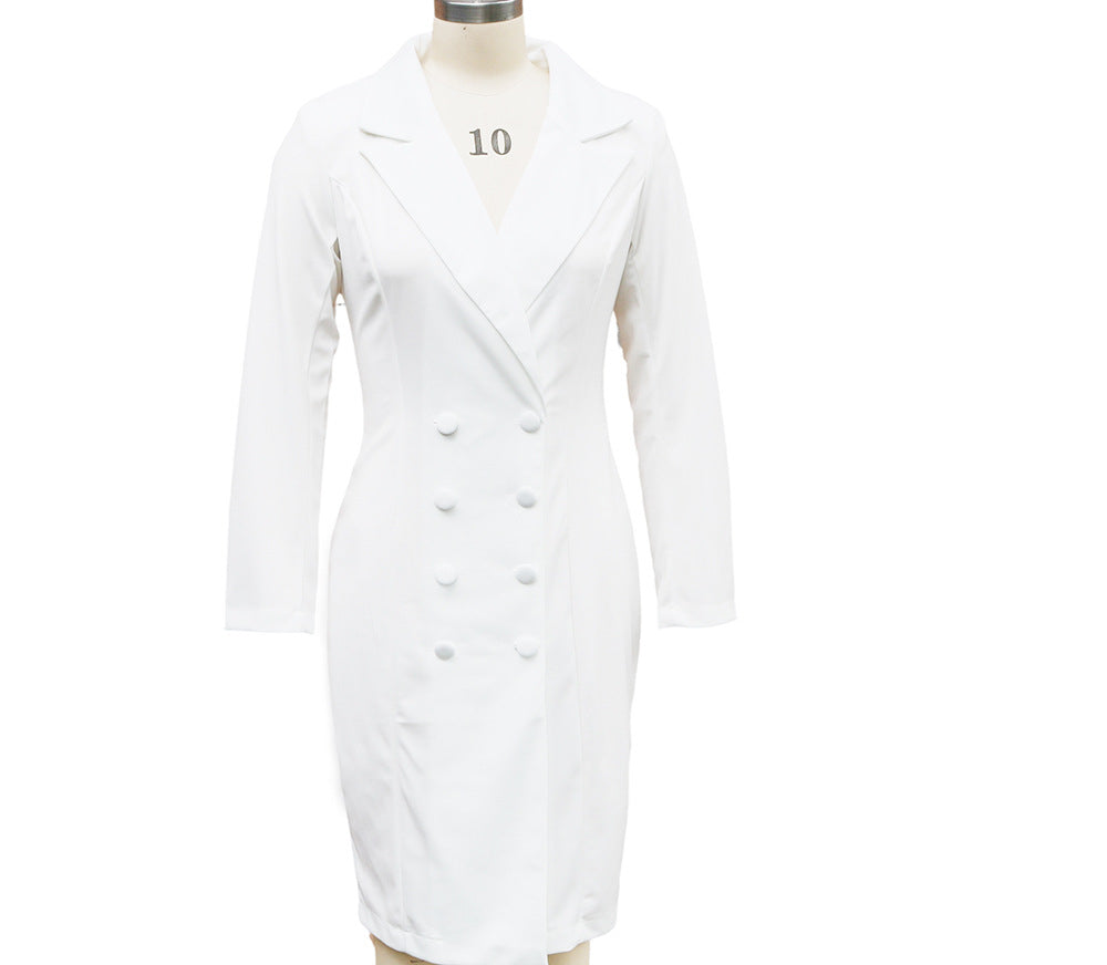 Robe-Blazer Femme Slim – Col Revers, Manche Longue, Look Professionnel