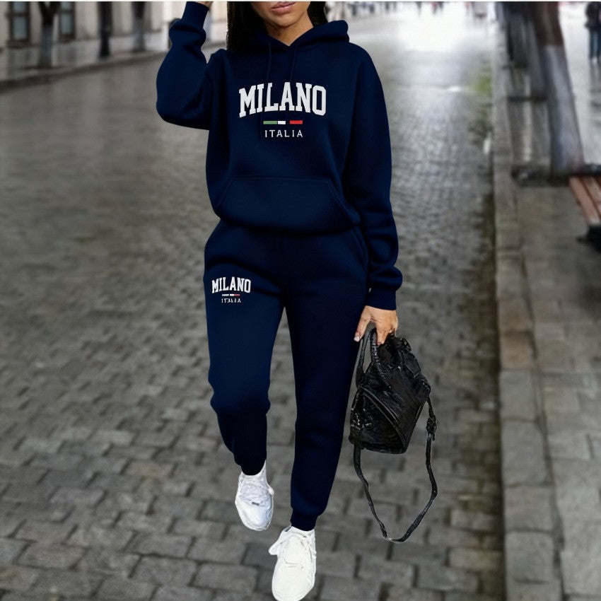 Ensemble Femme Sweatshirt et Pantalon Doublés en Polaire – Avec Imprimé