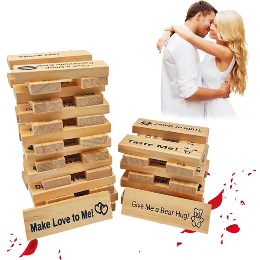 Jeu de Couple – Jenga Intime & Tour d’Empilement pour Soirées, Saint-Valentin et Jeux de Groupe