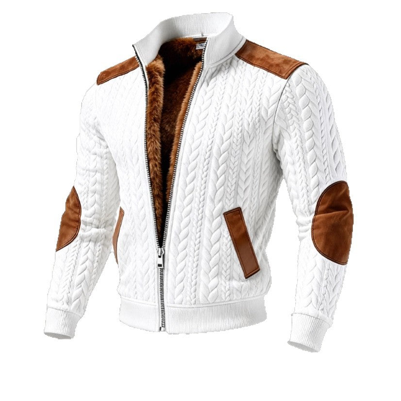 Veste Homme Rétro en Jacquard Tricoté – Style Texturé