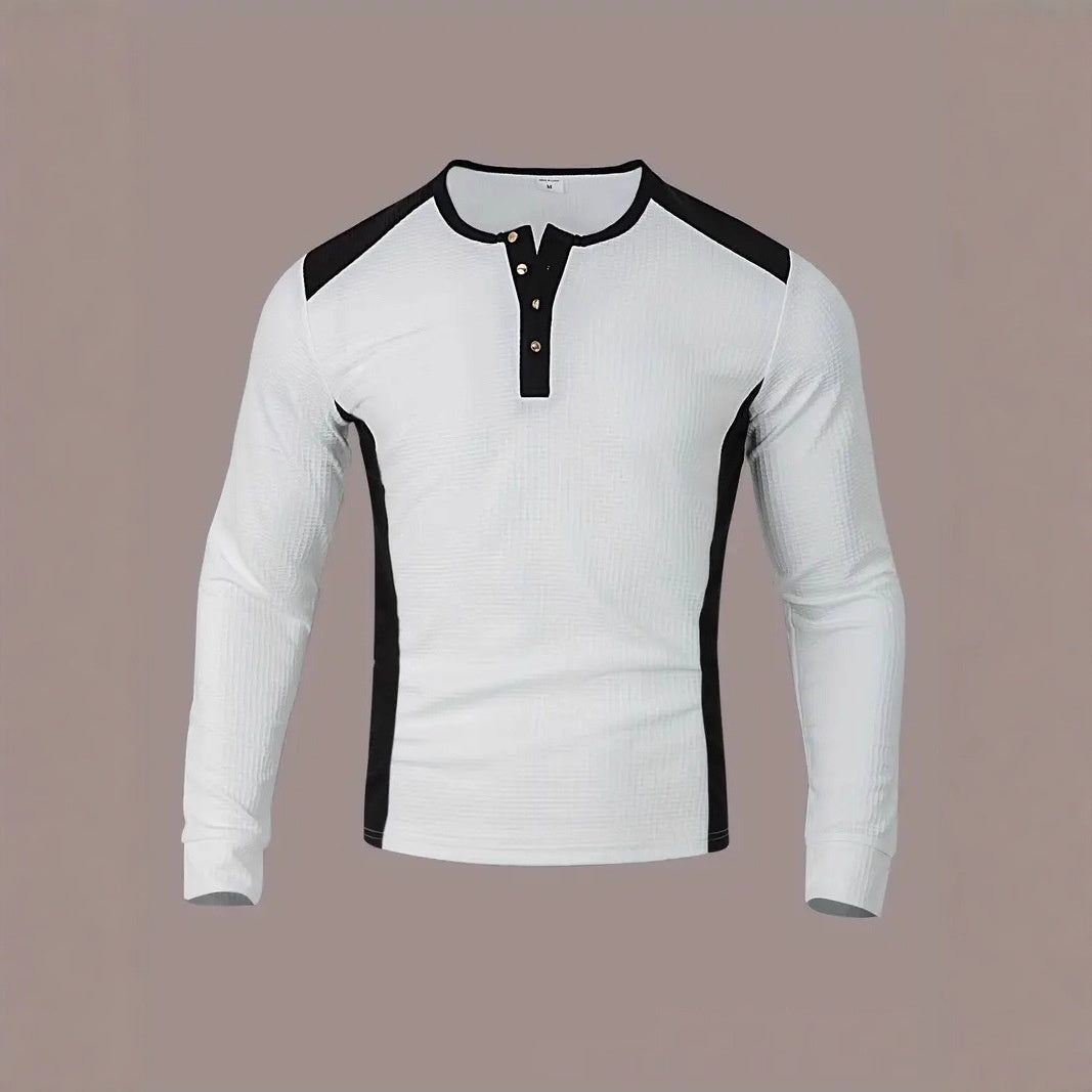 Sweatshirt Homme à Manches Longues – Design Patchwork Jacquard, Coupe Lâche