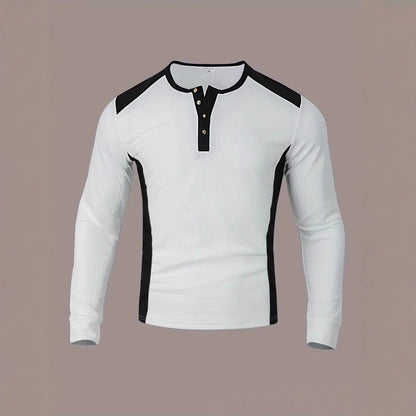Sweatshirt Homme à Manches Longues – Design Patchwork Jacquard, Coupe Lâche