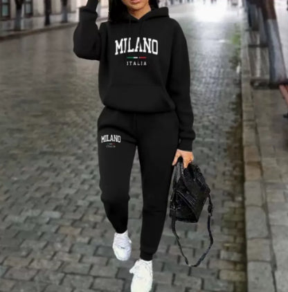 Ensemble Femme Sweatshirt et Pantalon Doublés en Polaire – Avec Imprimé