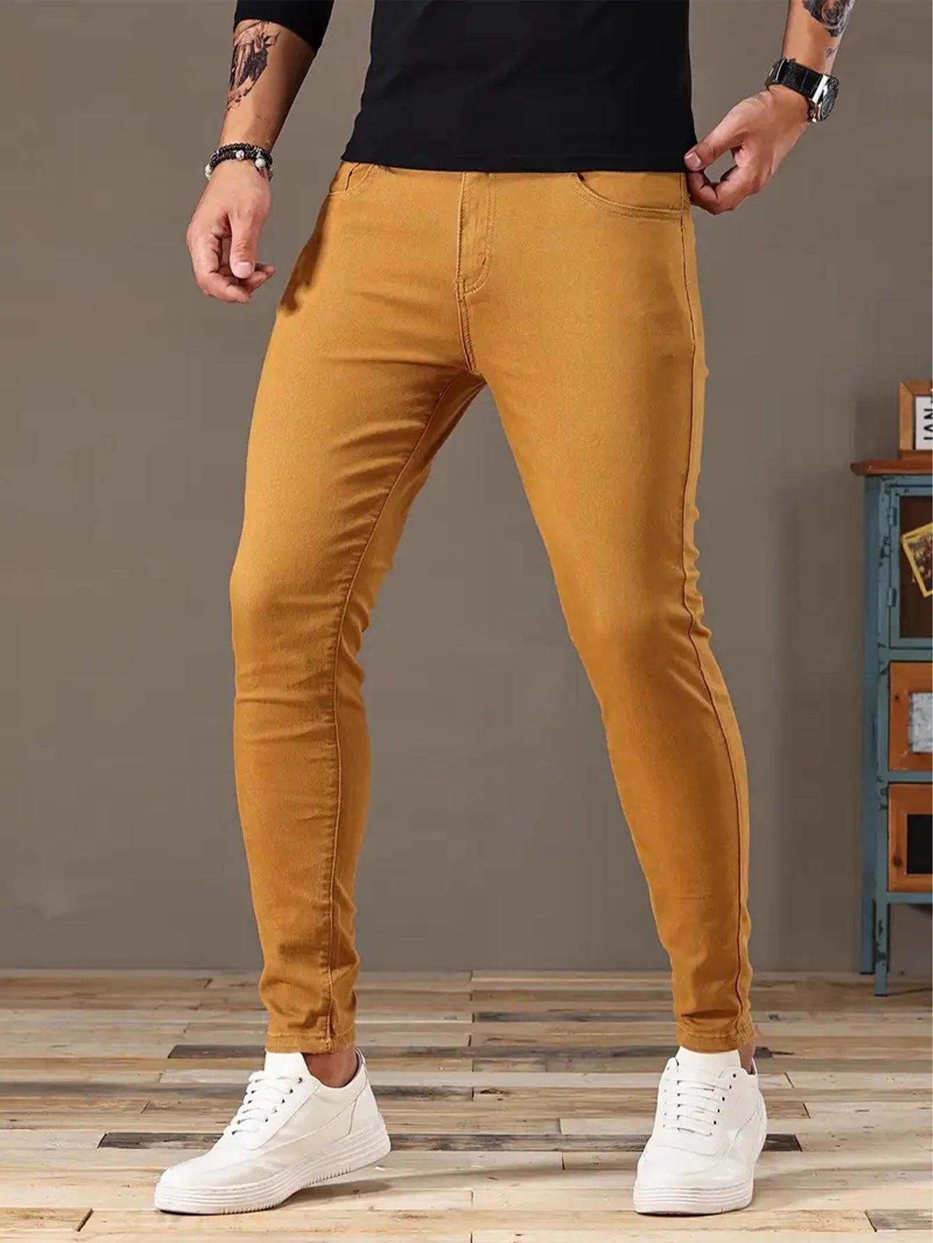 Jean Homme Stretch – Style Moto, Coupe Moderne et Confortable