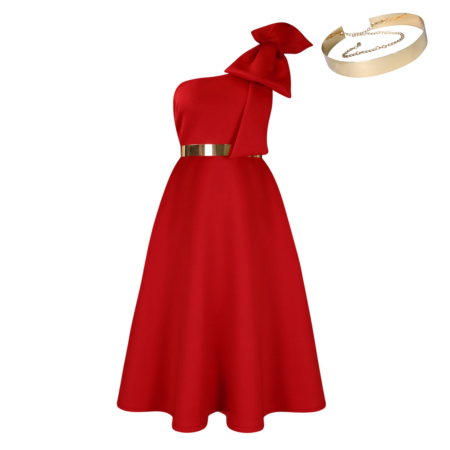 Robe Femme Nouveauté – Épaule Asymétrique avec Nœud.