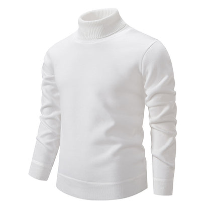 Pull Homme Col Roulé Mode – Couleur Unie, Doublure Polaire et Tricoté