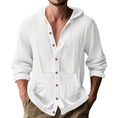 Chemise Homme Décontractée en Lin – Manche Longue, Coupe Relaxed, Style Minimaliste