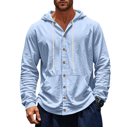 Chemise Homme Décontractée en Lin – Manche Longue, Coupe Relaxed, Style Minimaliste