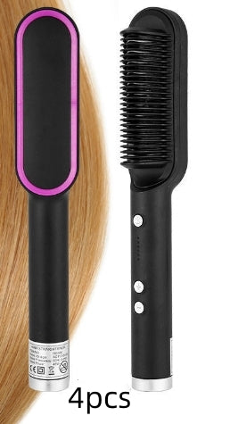 Brosse Lissante Électrique 2-en-1 – Lissage & Boucles à Ions Négatifs