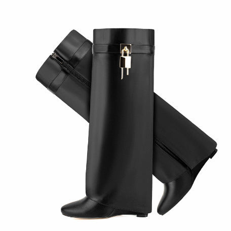 Bottes Femme à Talon Haut – Bout Ovale avec Fermeture Éclair Latérale