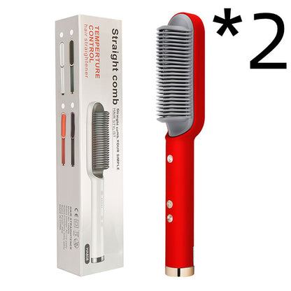 Brosse Lissante Électrique 2-en-1 – Lissage & Boucles à Ions Négatifs