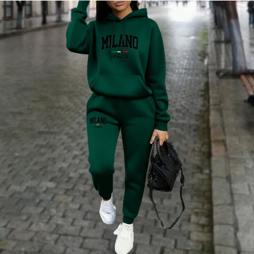 Ensemble Femme Sweatshirt et Pantalon Doublés en Polaire – Avec Imprimé