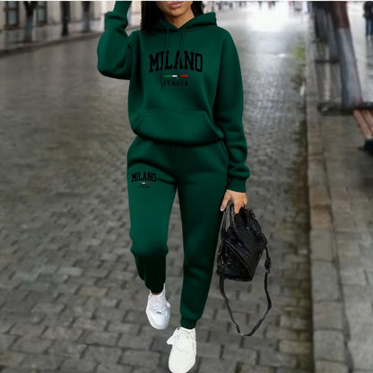 Ensemble Femme Sweatshirt et Pantalon Doublés en Polaire – Avec Imprimé
