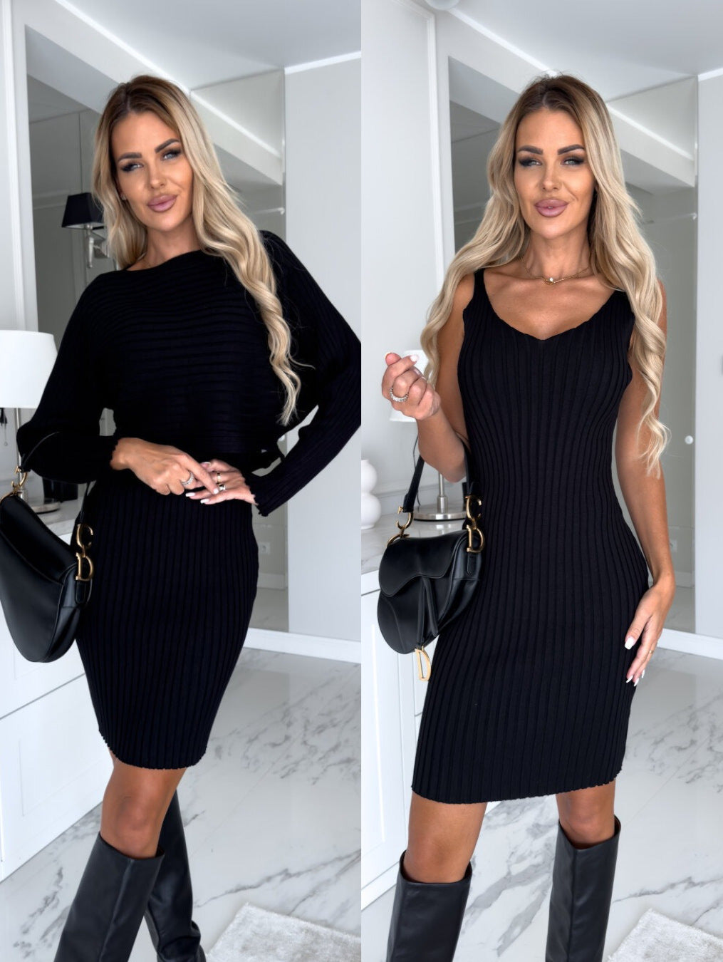 Ensemble Mode Femme 2 Pièces – Haut Rayé Chic et Jupe Bretelles Slim