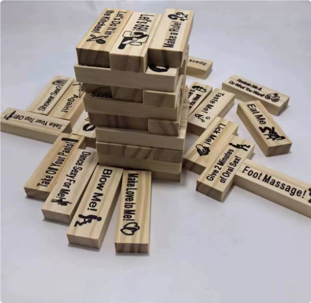 Jeu de Couple – Jenga Intime & Tour d’Empilement pour Soirées, Saint-Valentin et Jeux de Groupe