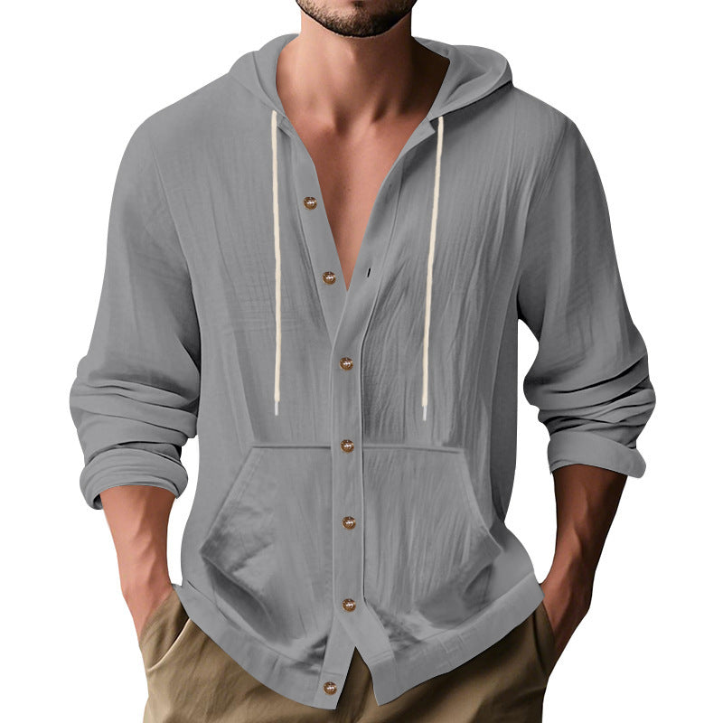 Chemise Homme Décontractée en Lin – Manche Longue, Coupe Relaxed, Style Minimaliste
