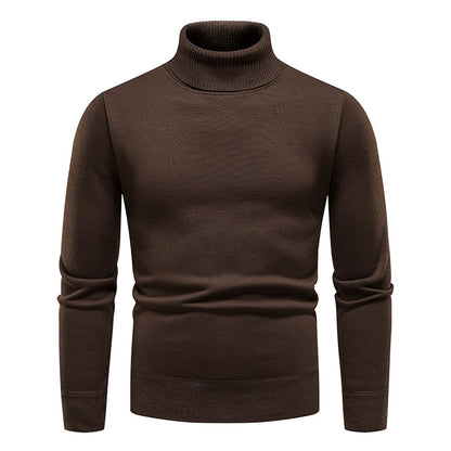 Pull Homme Col Roulé Mode – Couleur Unie, Doublure Polaire et Tricoté