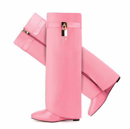 Bottes Femme à Talon Haut – Bout Ovale avec Fermeture Éclair Latérale