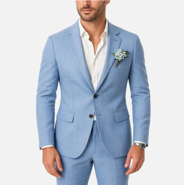 Costume Homme Grande Taille – Style Britannique Décontracté, Printemps/Été
