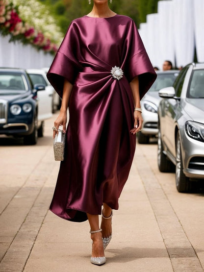 Robe Longue Satinée Femme – Élégante, Haute Taille