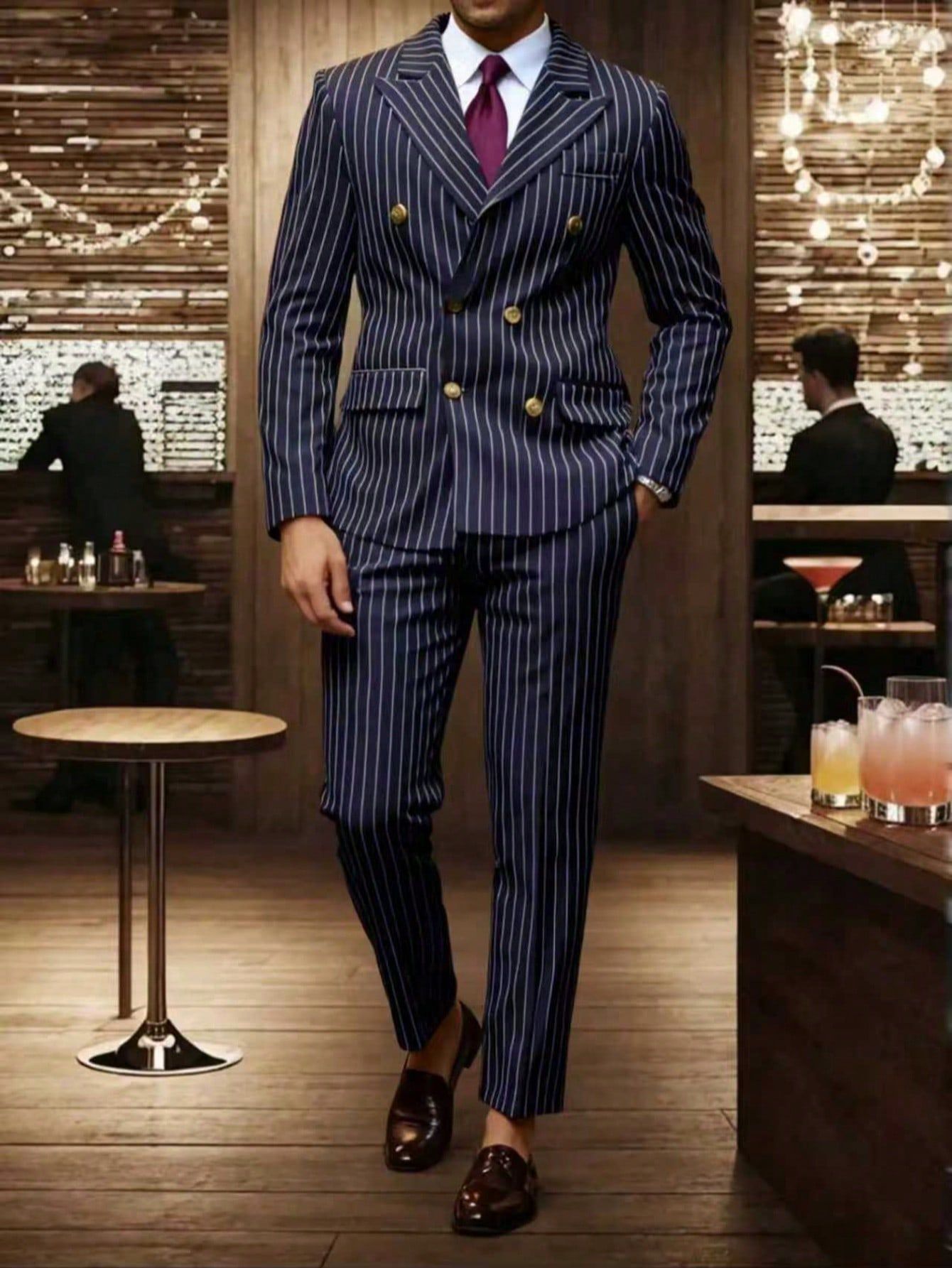 Ensemble Costume Homme Rayé – Style Business Élégant, Coupe Moderne