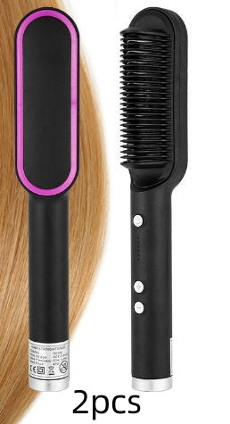 Brosse Lissante Électrique 2-en-1 – Lissage & Boucles à Ions Négatifs