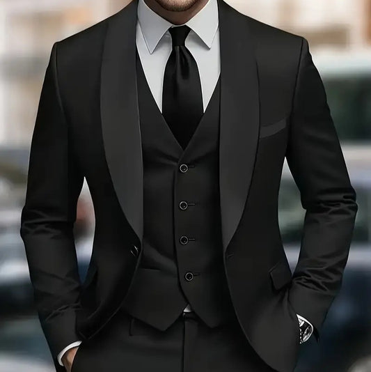 Ensemble Costume Homme Trois Pièces Slim Fit – Élégance Coréenne pour Bureau et Événements