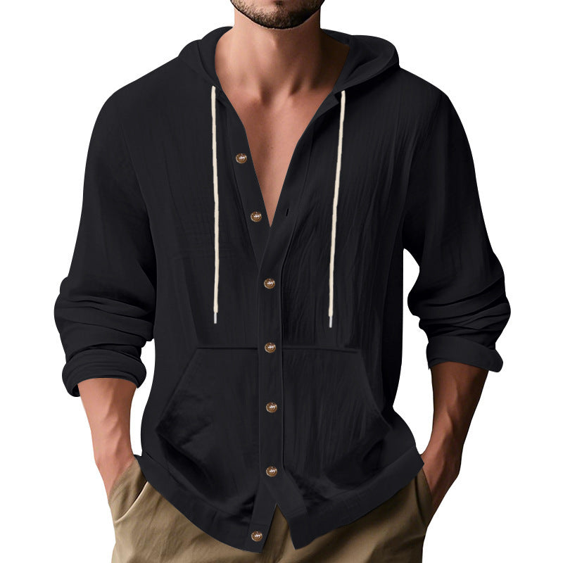 Chemise Homme Décontractée en Lin – Manche Longue, Coupe Relaxed, Style Minimaliste