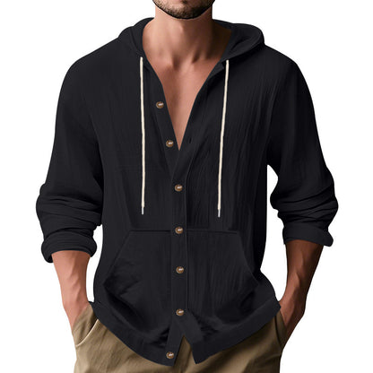Chemise Homme Décontractée en Lin – Manche Longue, Coupe Relaxed, Style Minimaliste
