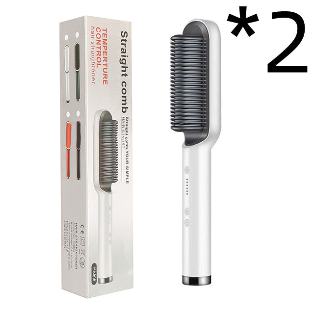 Brosse Lissante Électrique 2-en-1 – Lissage & Boucles à Ions Négatifs