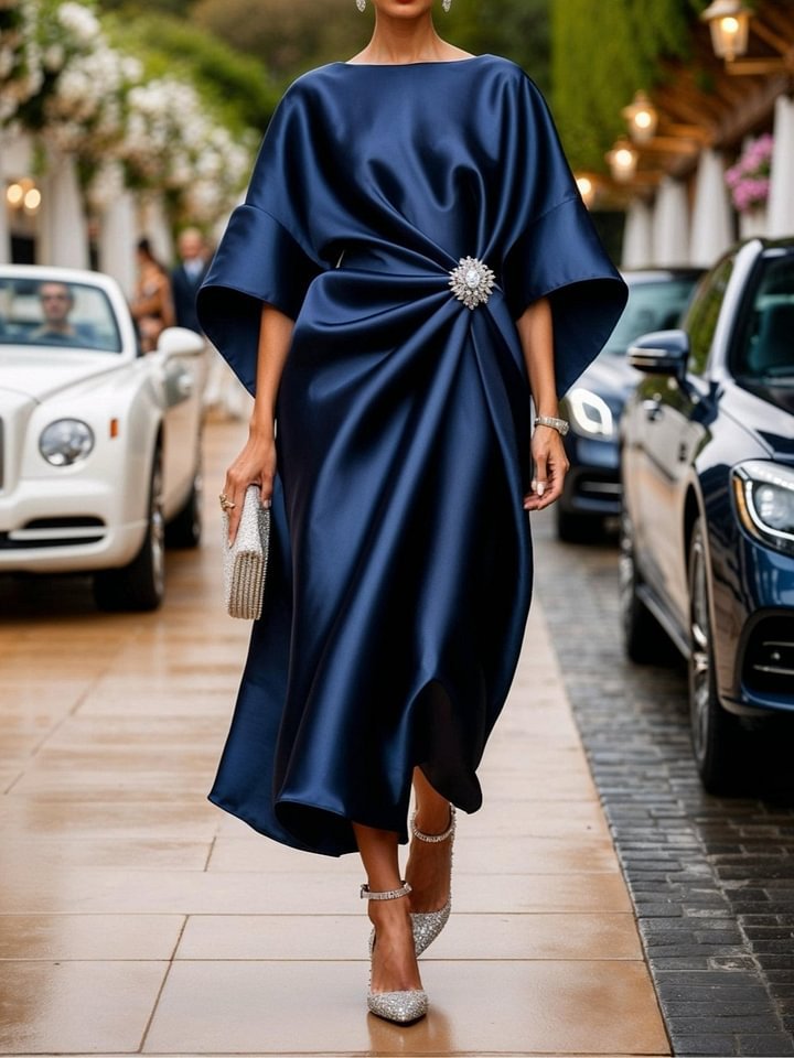 Robe Longue Satinée Femme – Élégante, Haute Taille