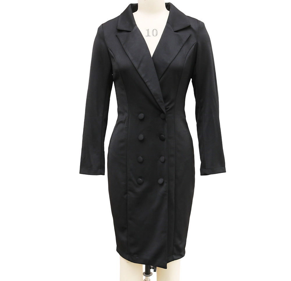 Robe-Blazer Femme Slim – Col Revers, Manche Longue, Look Professionnel