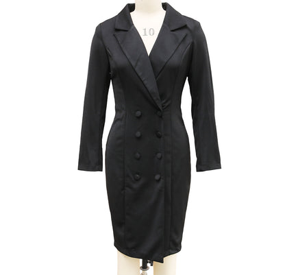 Robe-Blazer Femme Slim – Col Revers, Manche Longue, Look Professionnel